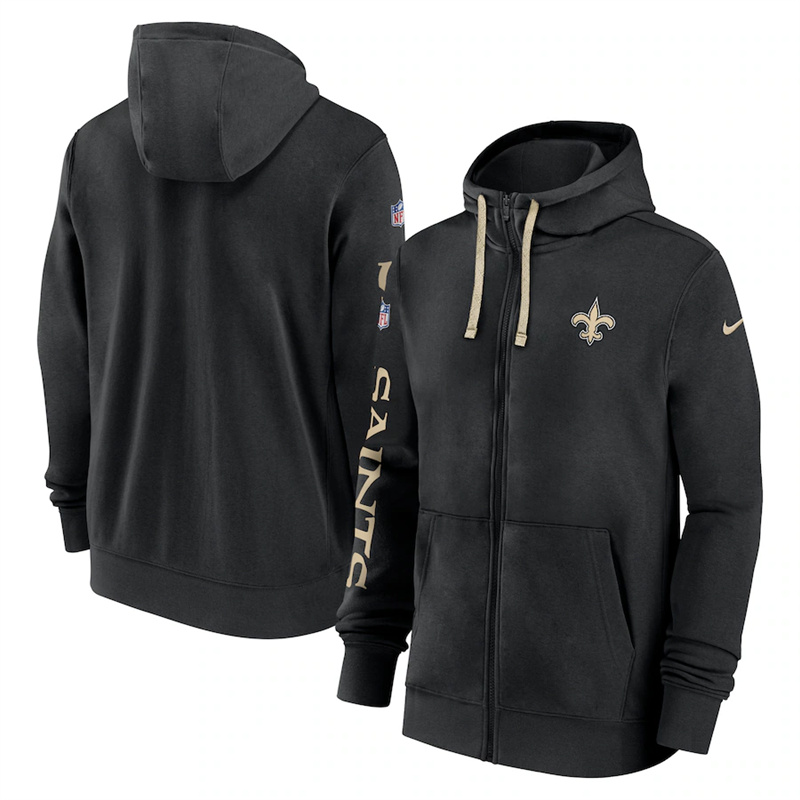 Men's New Orleans Saints Black 2024 Team Full-Zip Hoodie Men's New Orleans Saints Black 2024 Team Full-Zip Hoodie